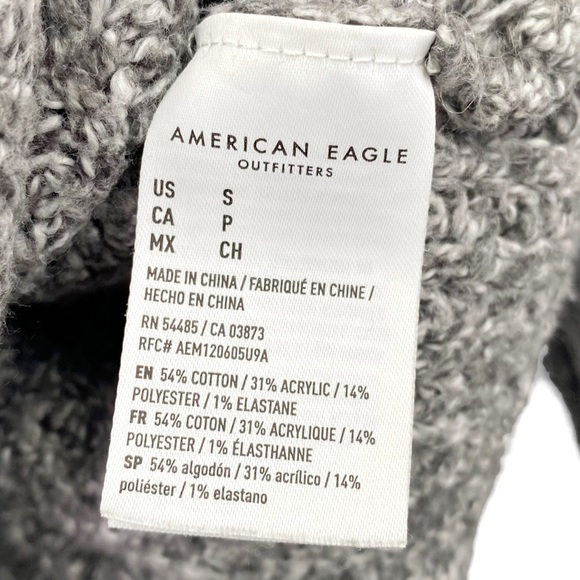 American Eagle Gray Sweater Boxy Mock Turtleneck Ribbed Knit Oversized Sz S - Picture 5 of 9